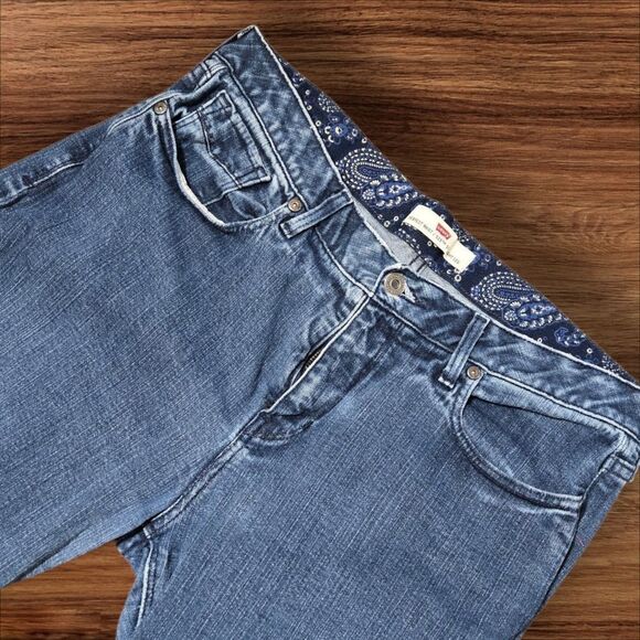 Levi's Perfect Waist 525 Straight Leg Stretch Blue Denim Jeans Plus Size - Picture 2 of 8